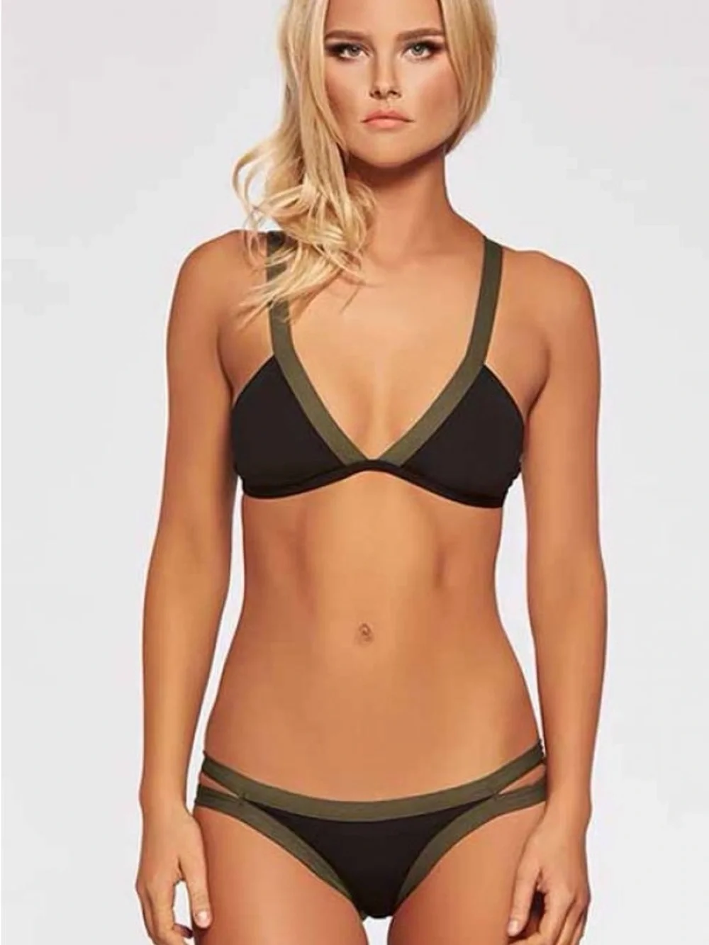 l*space Black Bikini with Olive Straps